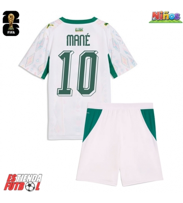 Senegal Sadio Mane #10 Primera Equipación Niños Mundial 2026 Manga Corta (+ Pantalones cortos)